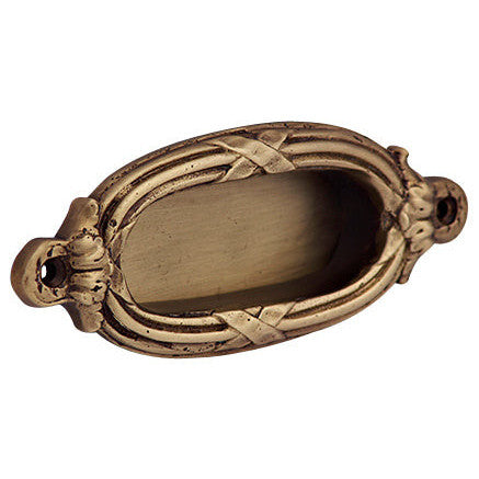 COPPER MOUNTAIN HARDWARE 4 3/8 Inch Solid Brass Ribbon & Reed Door Pull (Antique Brass Finish)