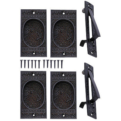 COPPER MOUNTAIN HARDWARE Broken Leaf Double Pocket Passage Style Door Set (Oil Rubbed Bronze)