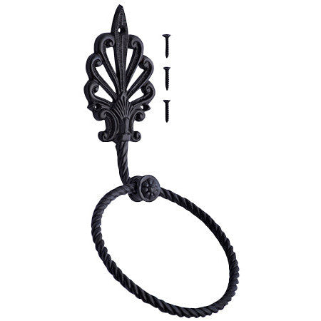Art Deco Fleur De Lis Towel Ring (Oil Rubbed Bronze Finish) Copper Mountain Hardware