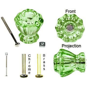 COPPER MOUNTAIN HARDWARE Astoria 1 1/4 Inch Depression Green Decagon Teardrop Glass Knob