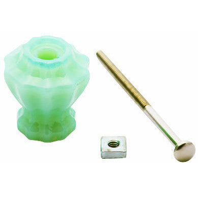 COPPER MOUNTAIN HARDWARE Astoria 1 1/4 Inch Jadeite Milk Green Glass 10-Sided Drawer Knobs