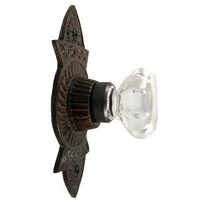 COPPER MOUNTAIN HARDWARE 1 3/8 Inch Crystal Octagon Knob Eastlake Backplate (Oil Rubbed Bronze Finish)