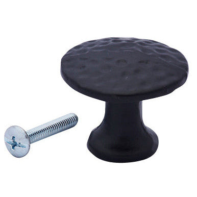 COPPER MOUNTAIN HARDWARE 1 3/8 Inch Solid Iron Flat Rustic Cabinet Knob (Matte Black Finish)