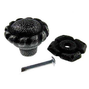 COPPER MOUNTAIN HARDWARE 1 3/8 Inch Wrought Iron Rosette Knob & Back Plate (Black Iron)