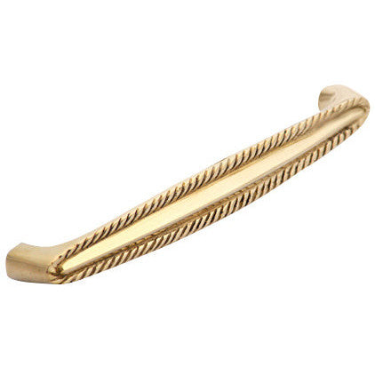 COPPER MOUNTAIN HARDWARE 4 Inch Overall (3 3/4 Inch c-c) Solid Brass Georgian Roped Style Pull (Polished Brass Finish)