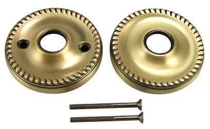 Solid Brass Rosette Plates - Georgian Roped COPPER MOUNTAIN HARDWARE