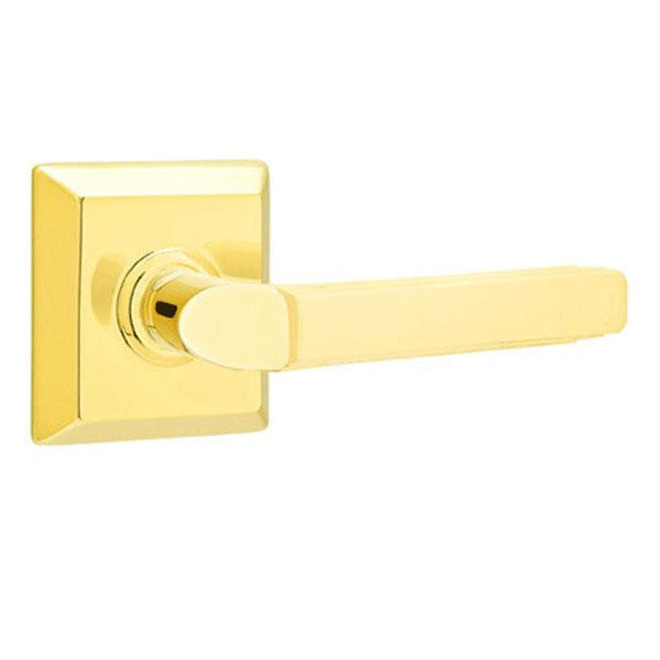 EMTEK Solid Brass Milano Lever With Quincy Rosette