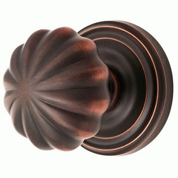 EMTEK Solid Brass Melon Door Knob Set With Regular Rosette