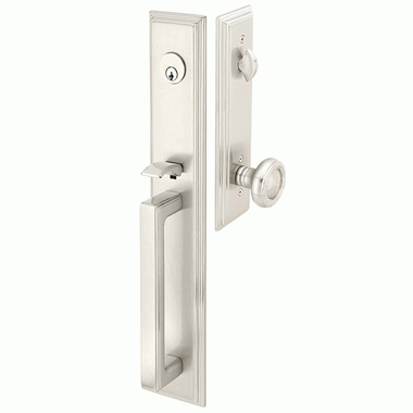 EMTEK Solid Brass Melrose Style Entryway Set (Brushed Nickel Finish)