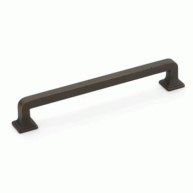 SCHAUB 6 3/4 Inch (6 Inch c-c) Menlo Park Pull (Ancient Bronze Finish)