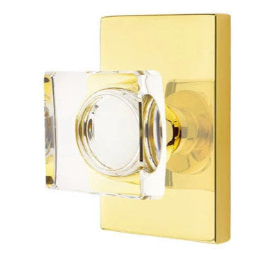 EMTEK Emtek Modern Square Crystal Door Knob Set Modern Rectangular Rosette