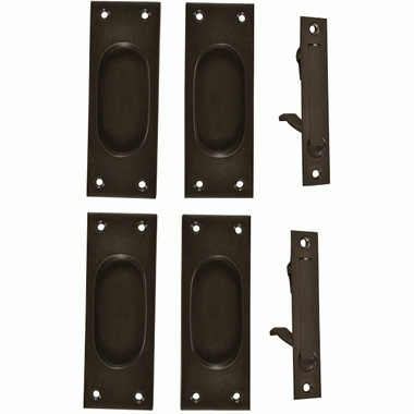 New Traditional Square Pattern Double Pocket Passage Style Door Set (Oil Rubbed Bronze) COPPER MOUNTAIN HARDWARE