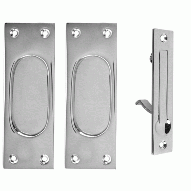 COPPER MOUNTAIN HARDWARE New Traditional Square Pattern Single Pocket Passage Style Door Set (Polished Chrome Finish)