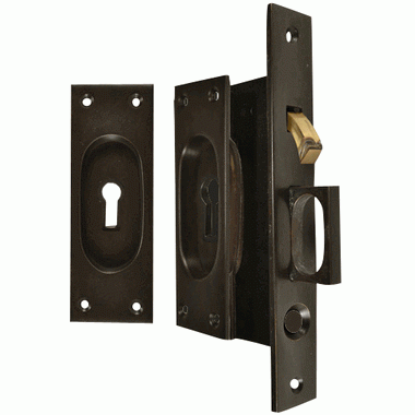 New Traditional Square Pattern Single Pocket Privacy (Lock) Style Door Set (Oil Rubbed Bronze) COPPER MOUNTAIN HARDWARE