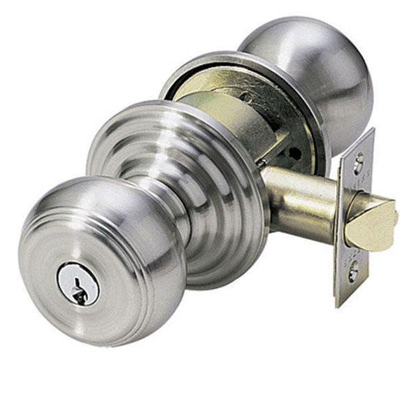 EMTEK Solid Brass Waverly Key In Door Knob with Regular Rosette