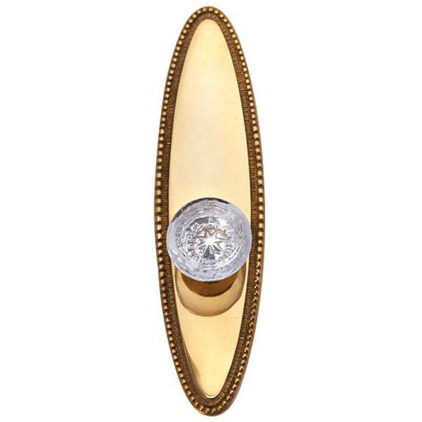 Oval Beaded Backplate Door Set with Round Crystal Door Knobs (Several Finishes Available) COPPER MOUNTAIN HARDWARE