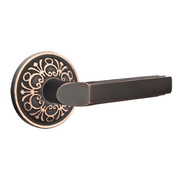 EMTEK Solid Brass Milano Lever With Lancaster Rosette