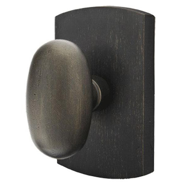 EMTEK Emtek Solid Brass Sandcast Egg Door Knob Rounded Rectangular Rosette