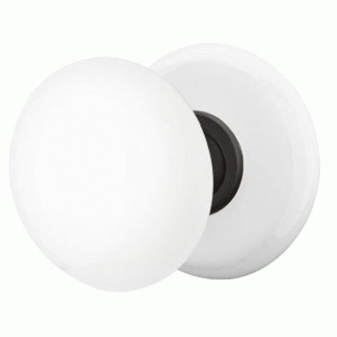 EMTEK Ice White Porcelain Door Knob Set With Porcelain Rosette