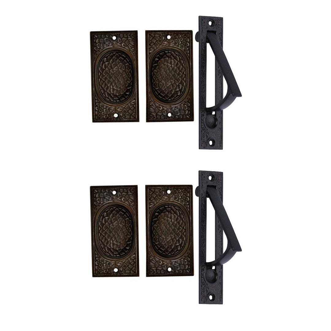 COPPER MOUNTAIN HARDWARE Craftsman Pattern Double Pocket Passage Style Set (Oil Rubbed Bronze)