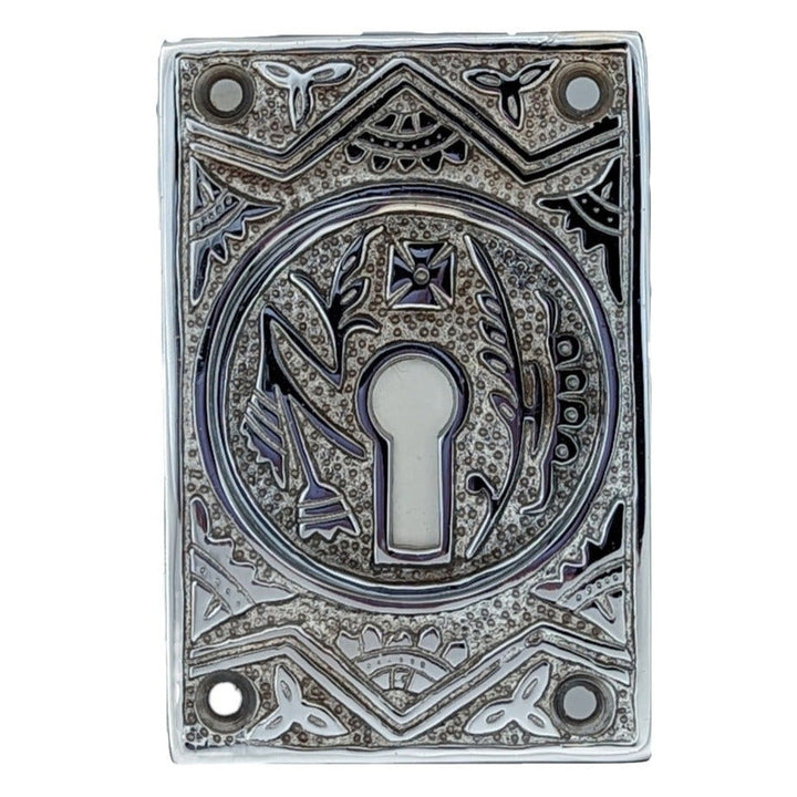 Oriental Pattern Pocket Passage Style Door Set (Polished Chrome Finish) COPPER MOUNTAIN HARDWARE