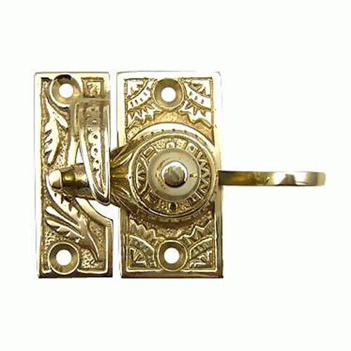 Copper Mountain Hardware Oriental Pattern Solid Brass Sash Lock (Lacquered Brass Finish)