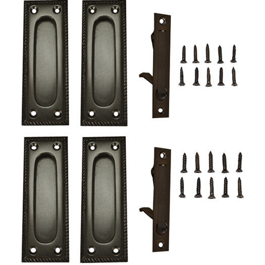 COPPER MOUNTAIN HARDWARE Georgian Square Double Pocket Passage Style Door Set (Oil Rubbed Bronze Brass)