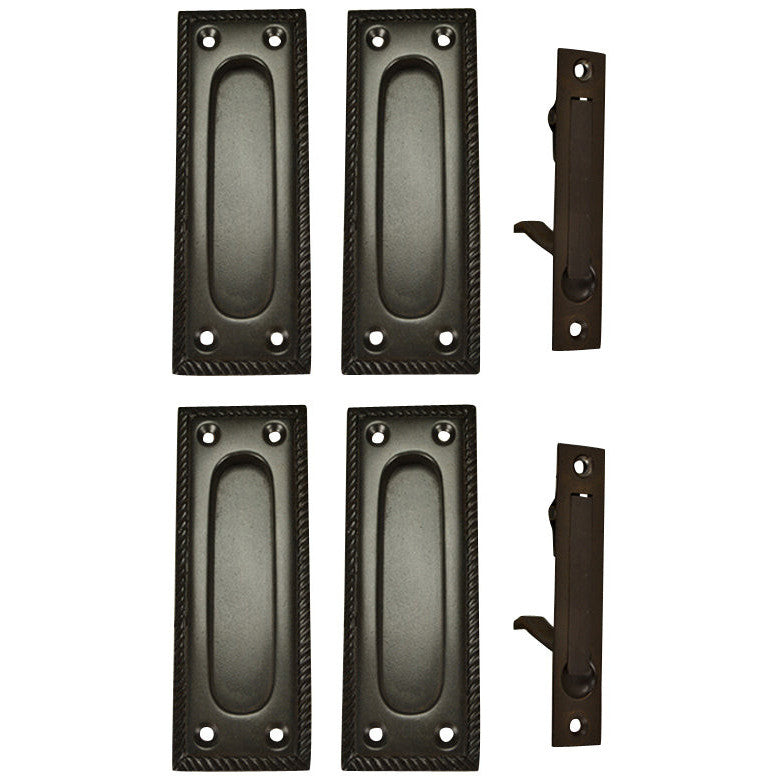 COPPER MOUNTAIN HARDWARE Georgian Square Double Pocket Passage Style Door Set (Oil Rubbed Bronze Brass)