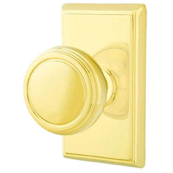 EMTEK Solid Brass Norwich Door Knob Set With Rectangular Rosette