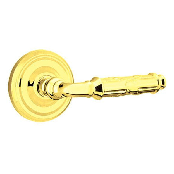 EMTEK Solid Brass Ribbon & Reed Lever With Regular Rosette