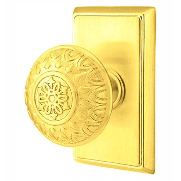 EMTEK Emtek Solid Brass Lancaster Door Knob Set With Rectangular Rosette