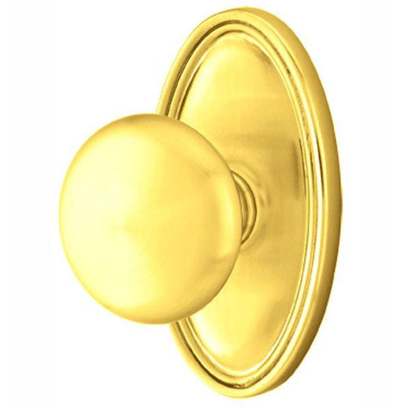 EMTEK Solid Brass Providence Door Knob Set With Oval Rosette