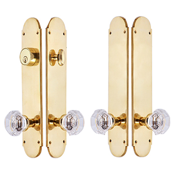 COPPER MOUNTAIN HARDWARE Traditional Oval Double Door Deadbolt Entryway Set in Polished Brass