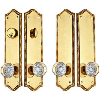 COPPER MOUNTAIN HARDWARE Georgian Roped Oval Deadbolt Entryway Set (Polished Brass Finish)