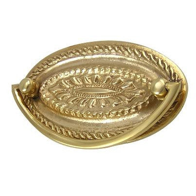 COPPER MOUNTAIN HARDWARE 4 Inch Solid Brass Oval Drop Style Pull (Polished Brass Finish)