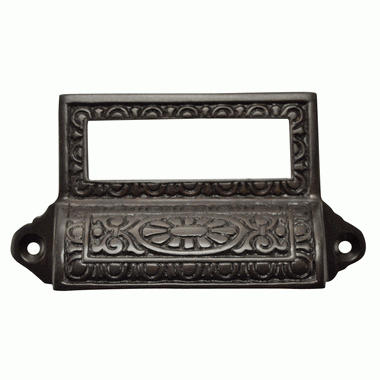 4 1/8 Inch Solid Brass Victorian Label Style Bin Pull (Oil Rubbed Bronze Finish) COPPER MOUNTAIN HARDWARE