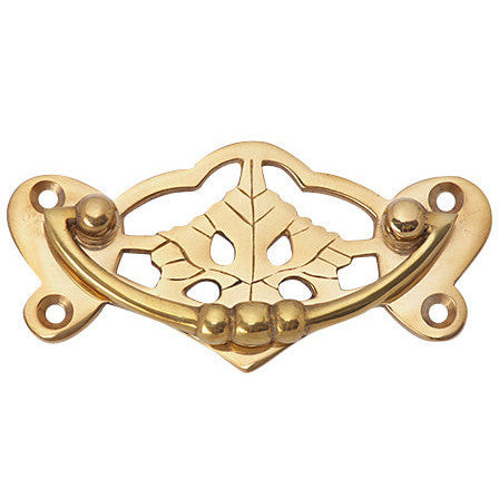 COPPER MOUNTAIN HARDWARE 4 Inch Solid Brass Ornate Broken Leaf Bail Pull Polished Brass Finish