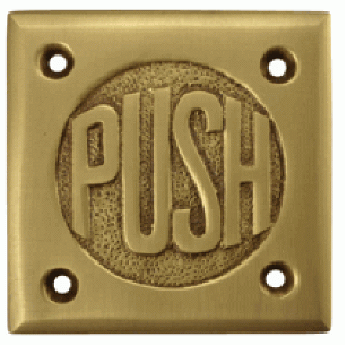 COPPER MOUNTAIN HARDWARE 2 3/4 Inch Brass Classic American "Pull" & "Push" Signs (Antique Brass Finish)