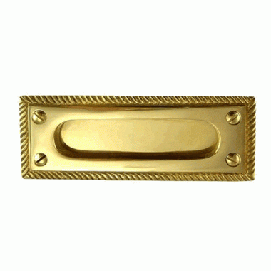 Copper Mountain Hardware Rectangular Georgian Roped Solid Brass Pocket Door Pull or Sash Lift (Several Finishes Available)