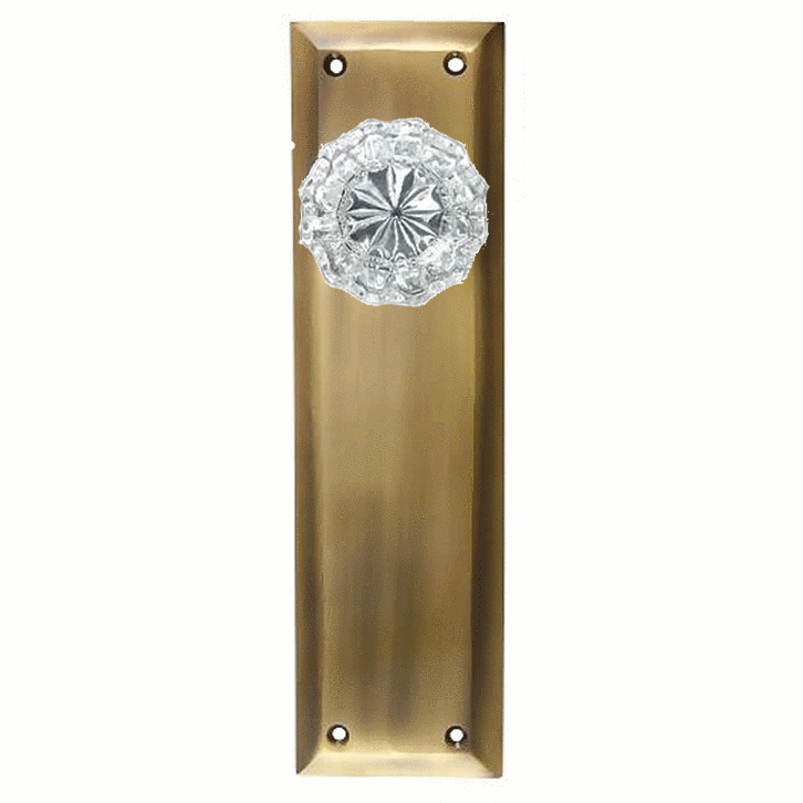 Quaker Backplate Door Set with Fluted Crystal Door Knobs (Several Finishes Available) COPPER MOUNTAIN HARDWARE