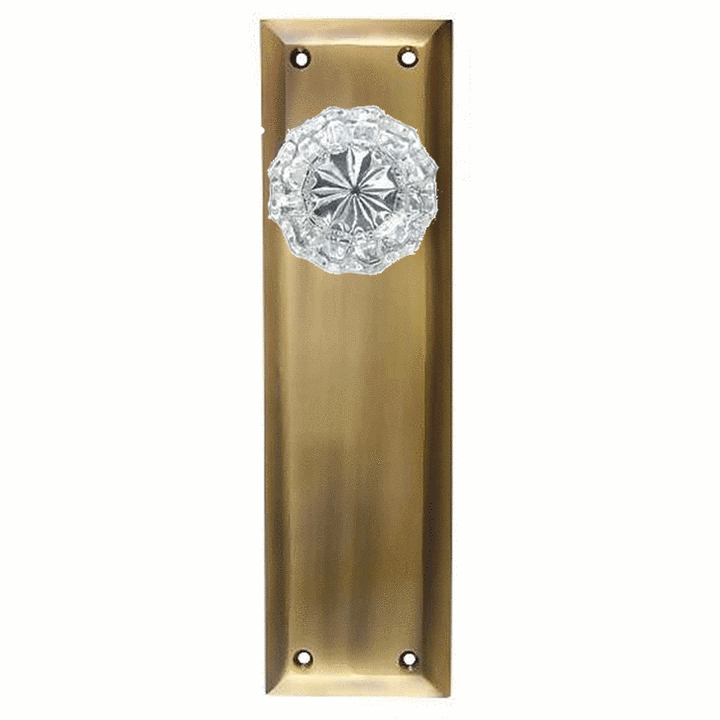 Quaker Backplate Door Set with Fluted Crystal Door Knobs (Several Finishes Available) COPPER MOUNTAIN HARDWARE