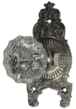 ##Antique Hardware## Ornate Victorian Rosette Door Set with Crystal Fluted Door Knobs (Several Finishes Available)