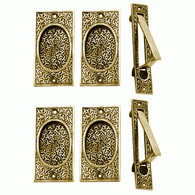 Rice Pattern Double Pocket Passage Style Door Set (Polished Brass) COPPER MOUNTAIN HARDWARE