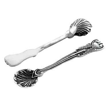 Salt Spoons - Royal Shell Pattern Ornate Sterling Salt Spoon Copper Mountain Hardware