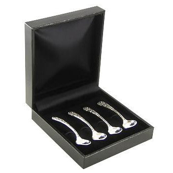 Salt Spoons - Set of 4 Sterling Silver Bridal Flower Style (Boxed) Copper Mountain Hardware