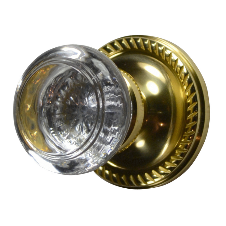 ##Antique Hardware## Georgian Roped Rosette Door Set with Round Crystal Door Knobs (Several Finishes Available)