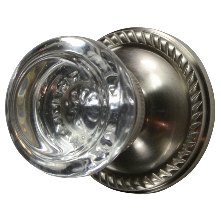 ##Antique Hardware## Georgian Roped Rosette Door Set with Round Crystal Door Knobs (Several Finishes Available)