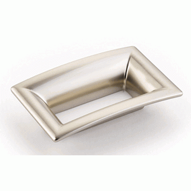 SCHAUB 3 1/2 Inch (2.50 Inch c-c) Finestrino Flared Rectangle Pull (Brushed Nickel Finish)