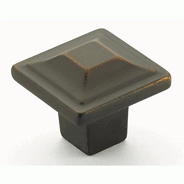 SCHAUB 1 1/4 Inch Menlo Park Square Knob (Ancient Bronze Finish)