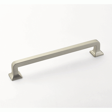 SCHAUB 8 1/2 Inch (8 Inch c-c) Menlo Park Pull (Satin Nickel Finish)